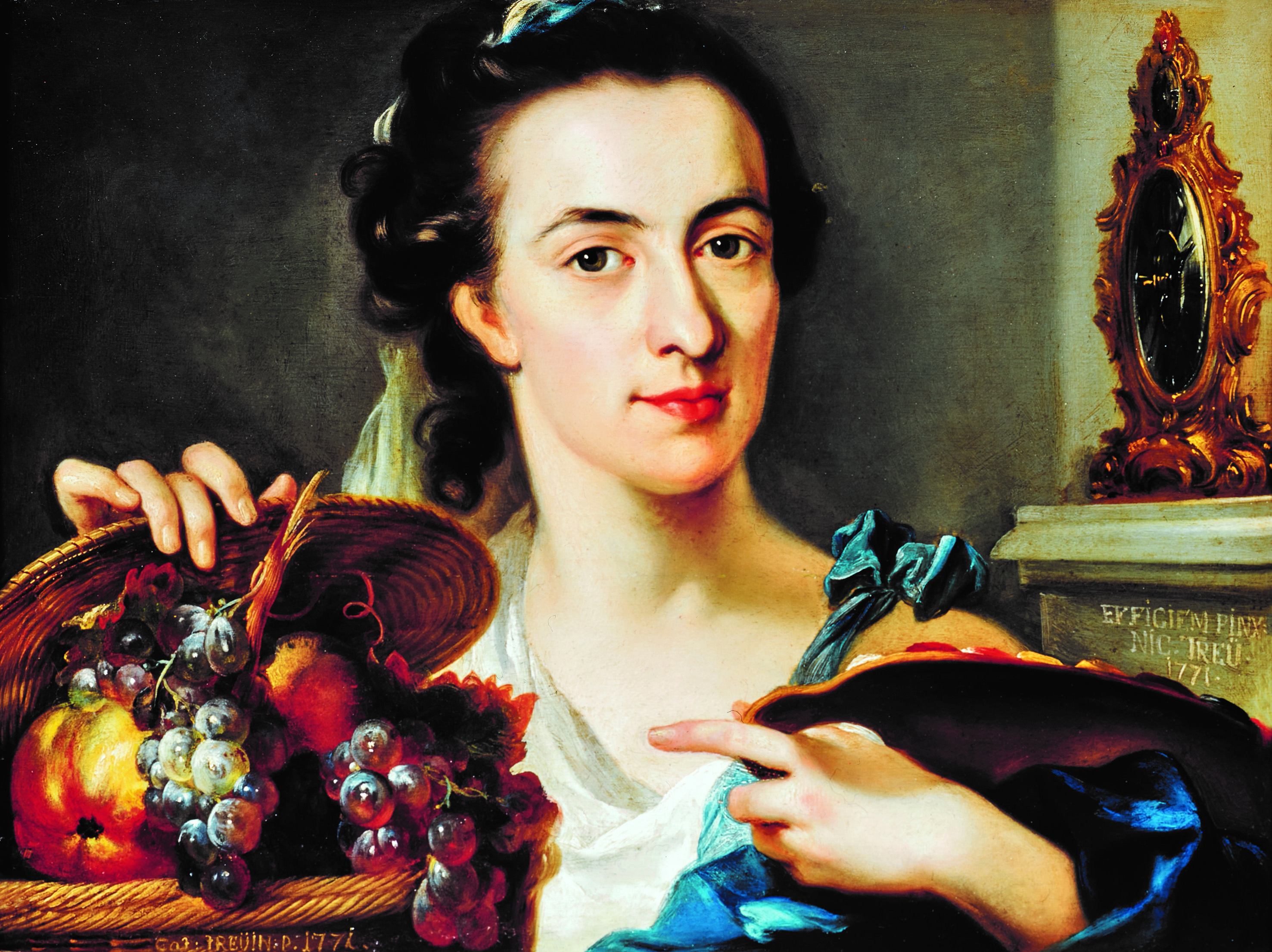 Nicolaus Treu und Catharina Treu: Portrait der Catharina Treu mit Früchtekorb, 1771, © Museen der Stadt Bamberg, Historisches Museum 